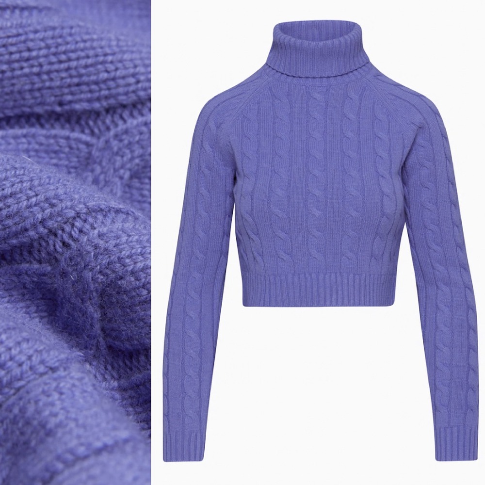 Sunday Best Aritzia Jones Sweater 2XS Peri Purple Wool Cable Cropped Turtleneck